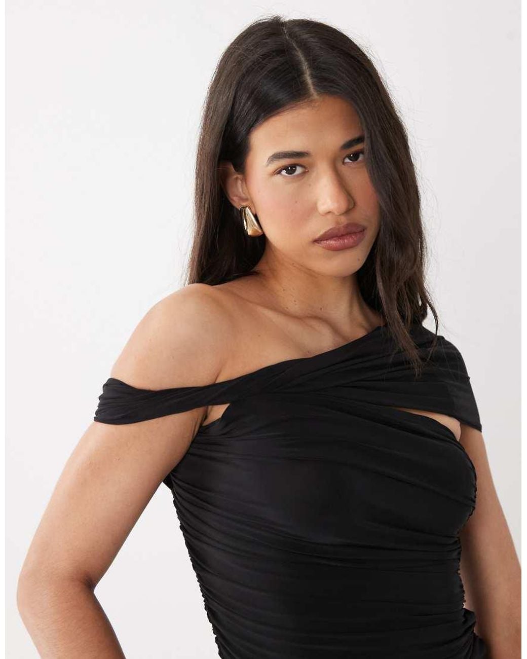 ASOS Black One Shoulder Twist Top