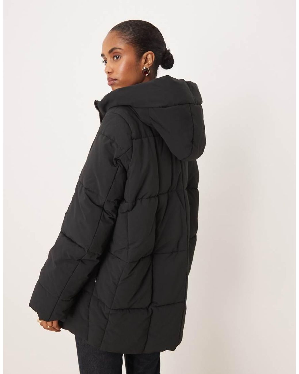 Mango Black Puffer Jacket With Hood
