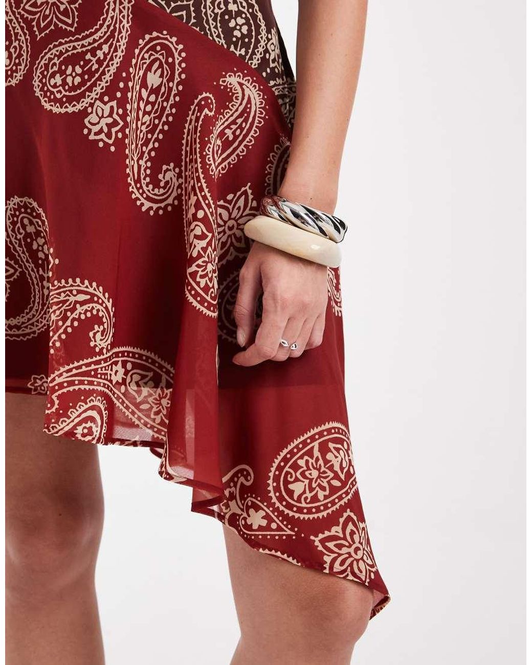 ASOS Red Chiffon Scarf Print Mini Dress