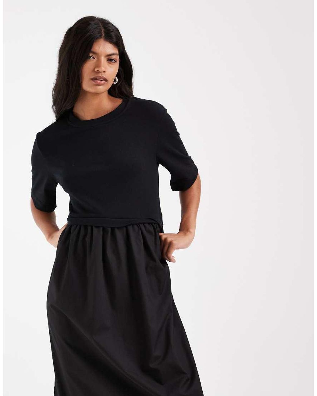 ASOS Black Asos Adaptive Jersey Hybrid T-Shirt Midi Dress