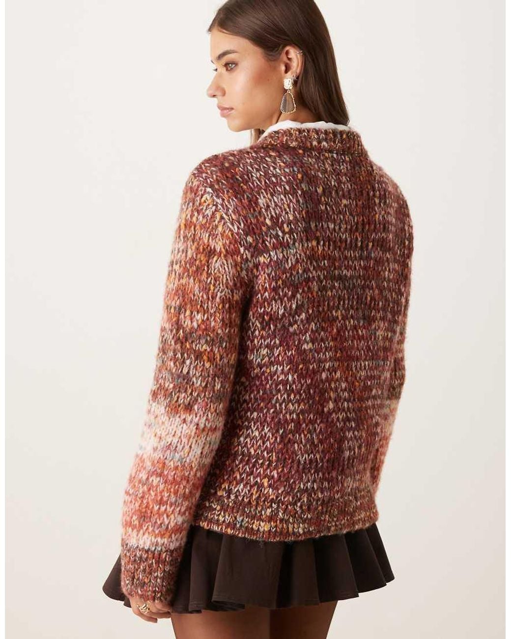 Vila Brown Multicolour Yarn Chunky Knit Jumper