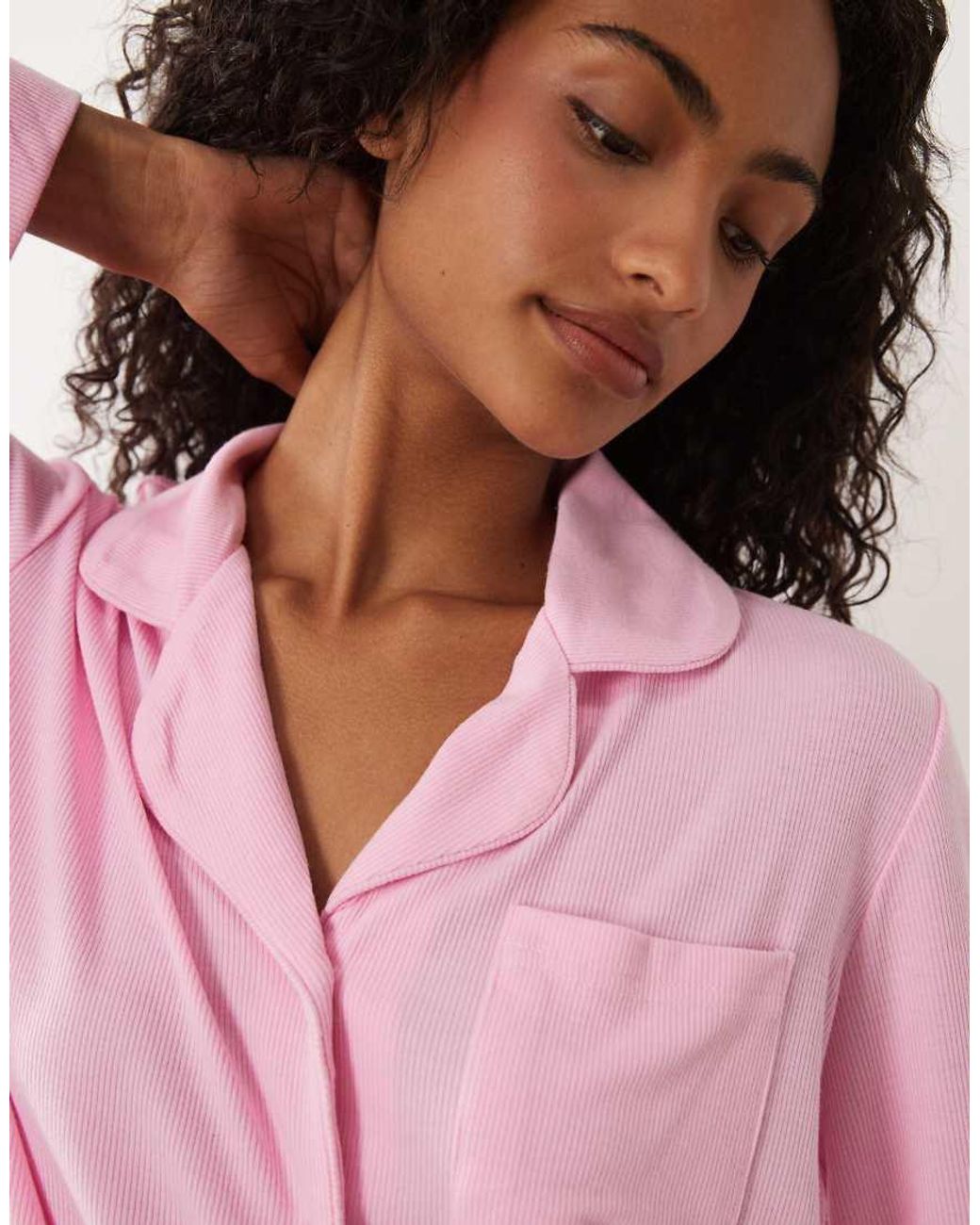 Brave Soul Pink Button Down Shirt And Pants Pajamas