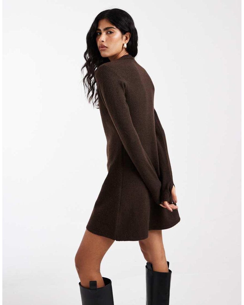 Pieces Black Long Sleeve Knitted Mini Dress