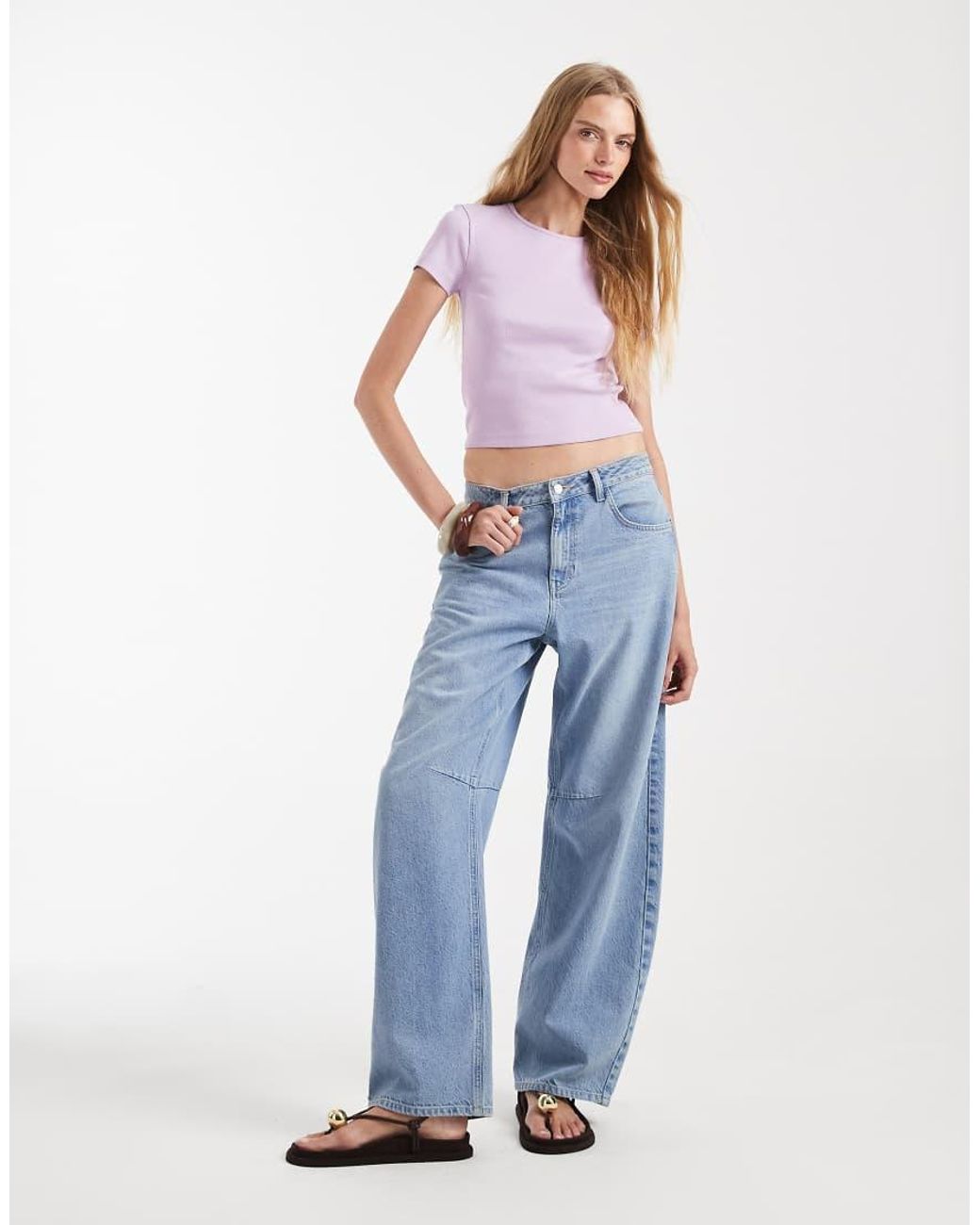 Vero Moda Purple Ribbed Round Neck T-shirt