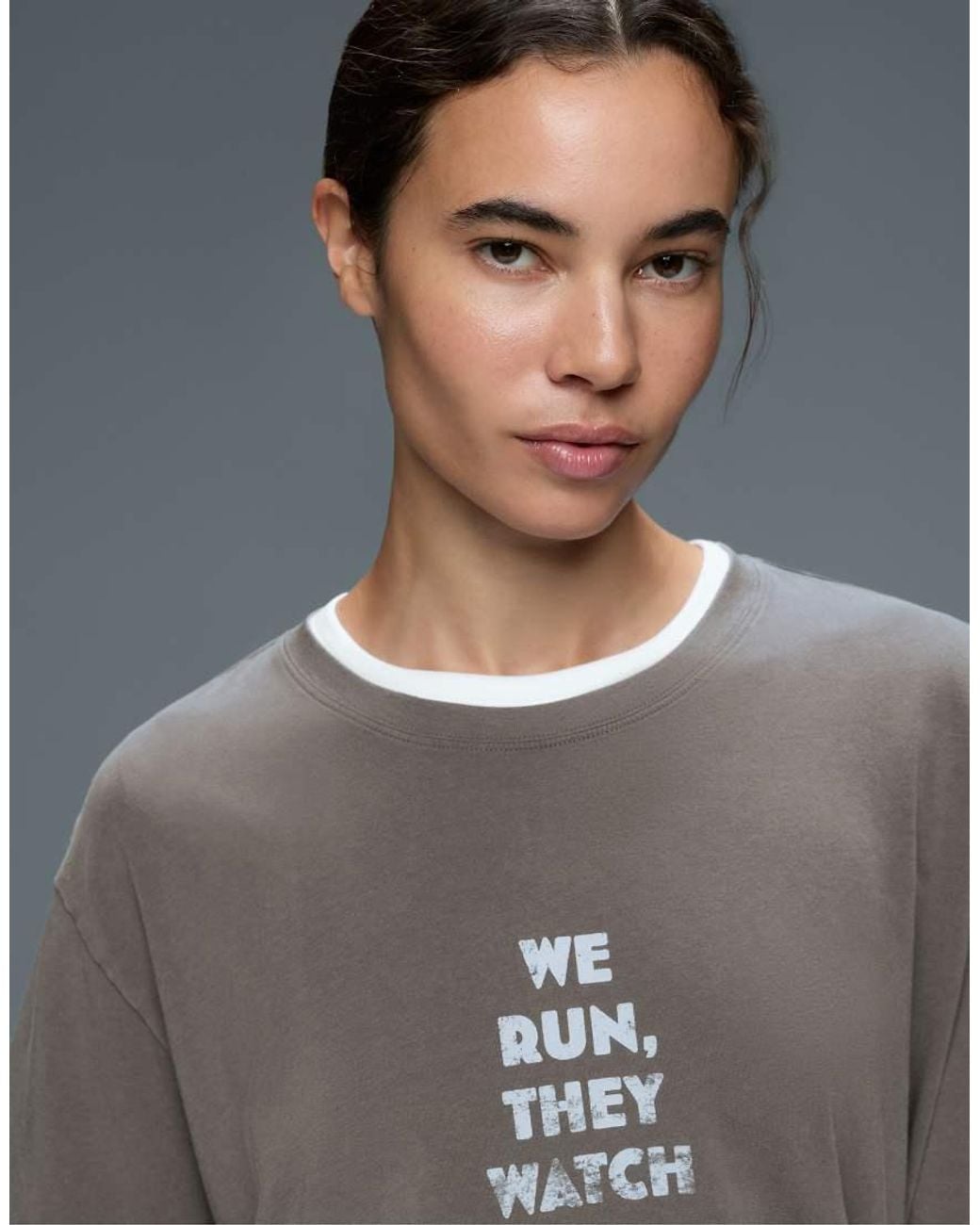 Oysho Gray Graphic Print Short Sleeve T-Shirt