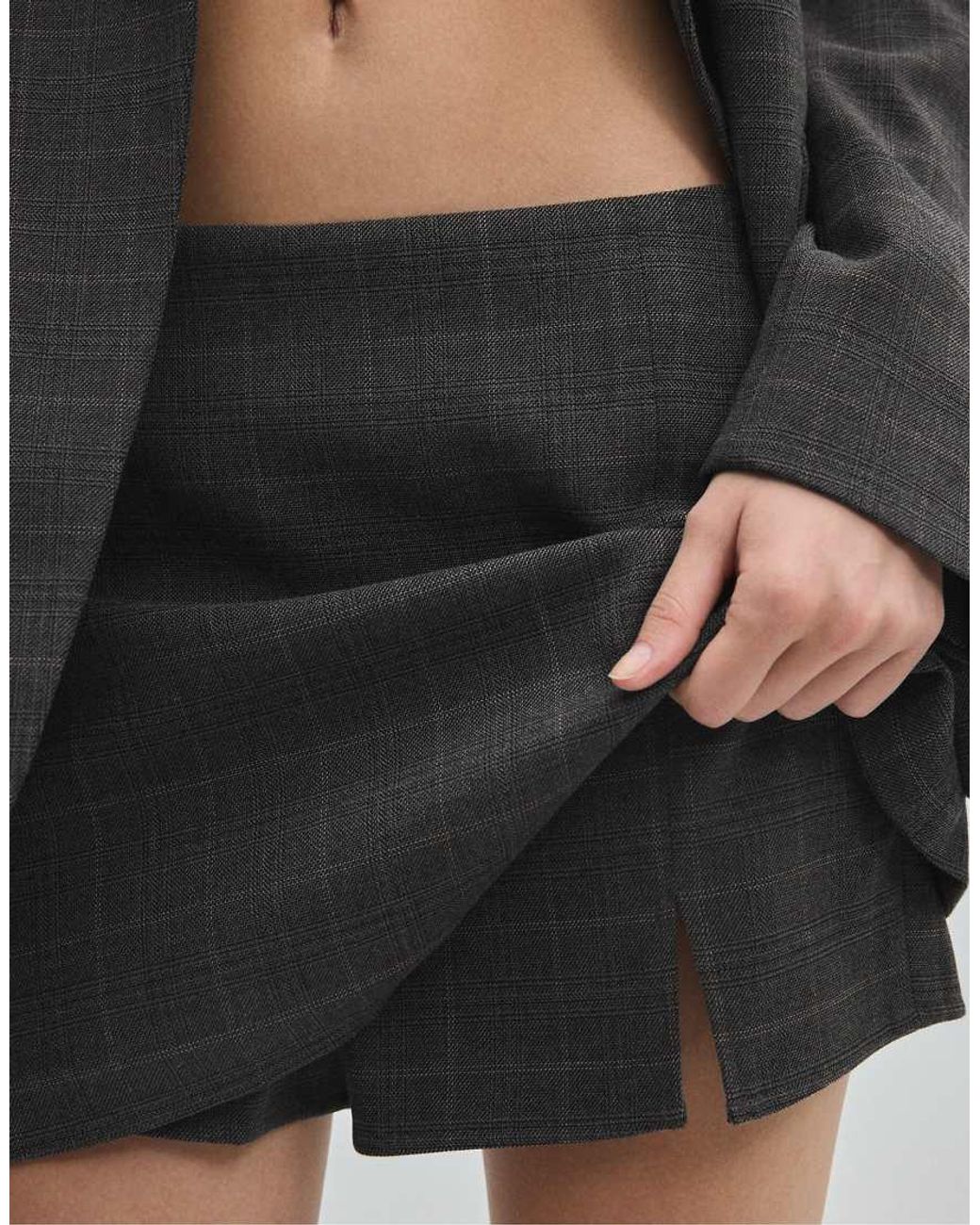 Stradivarius Black Side Split Skort