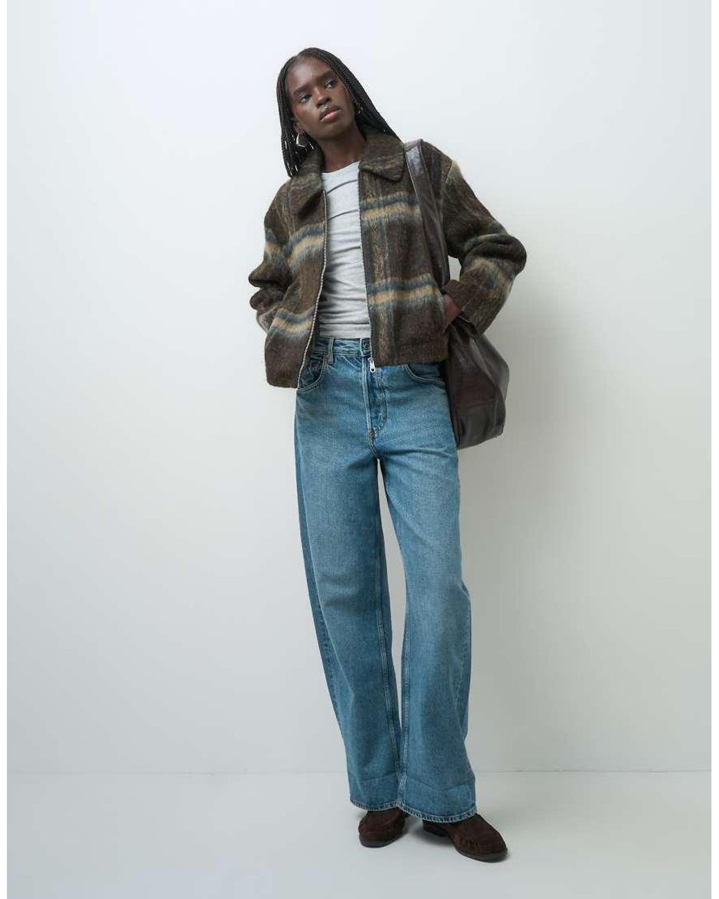 ONLY Brown Brushed Zip Through Jacket