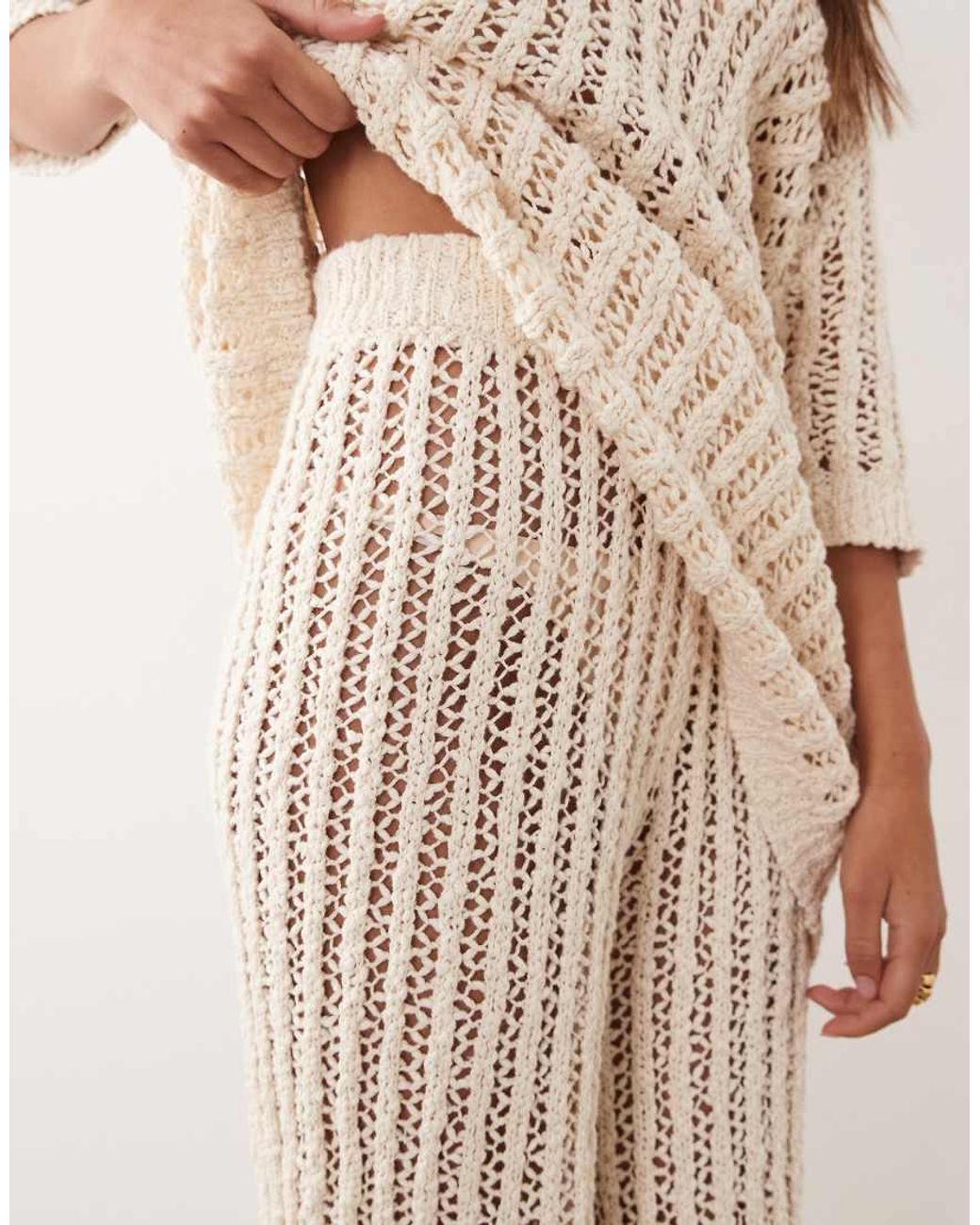 ARRANGE Natural Crochet Straight Leg Pants