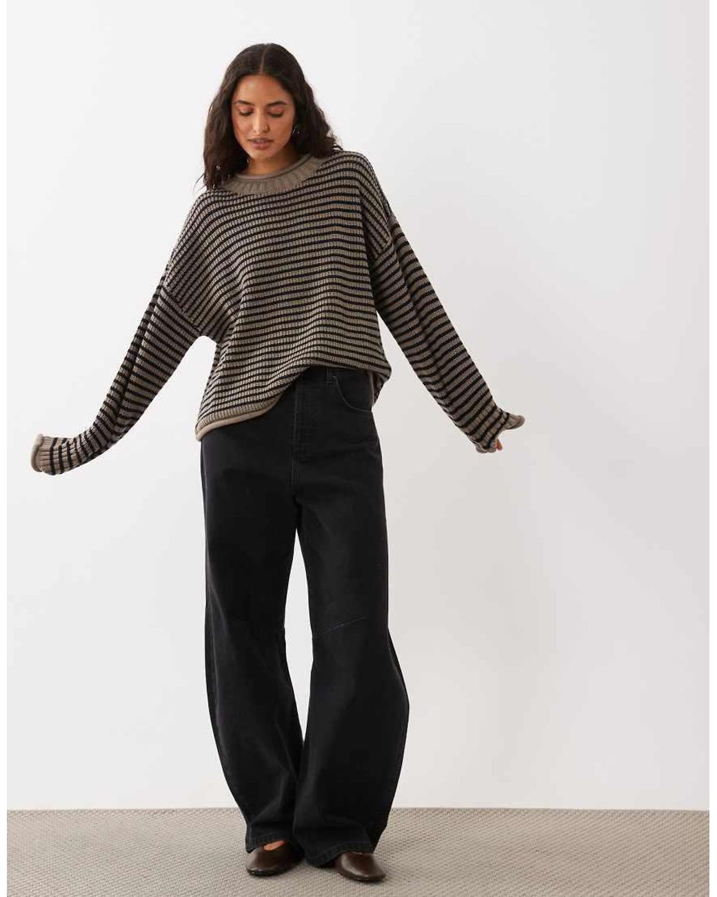 Abercrombie & Fitch Gray Knitted Slouchy Jumper