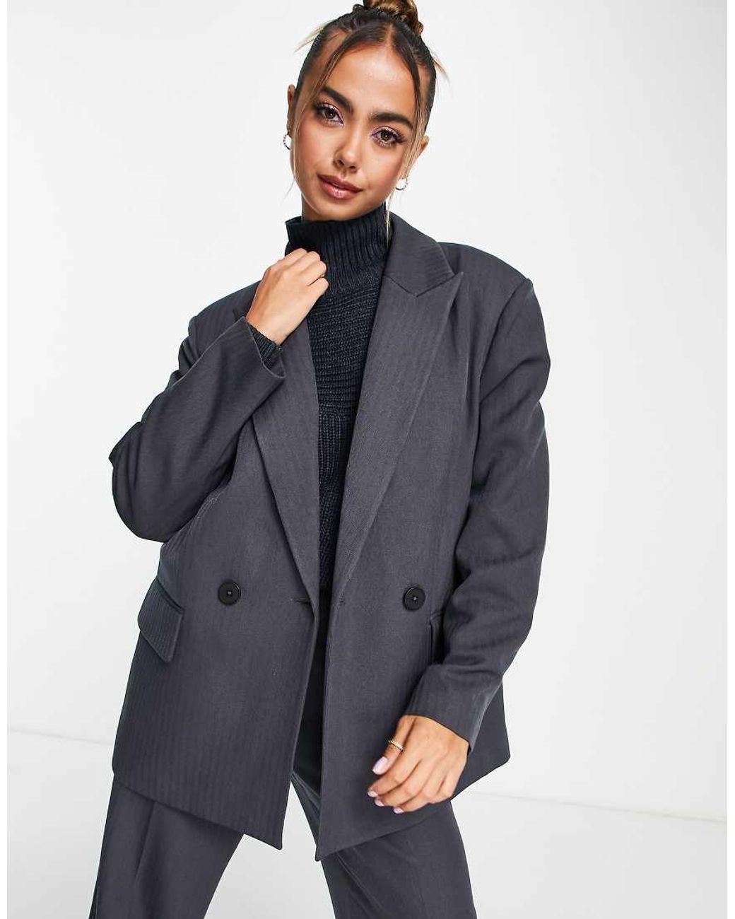 Vero Moda Blue Tailored Herringbone Co-ord Blazer