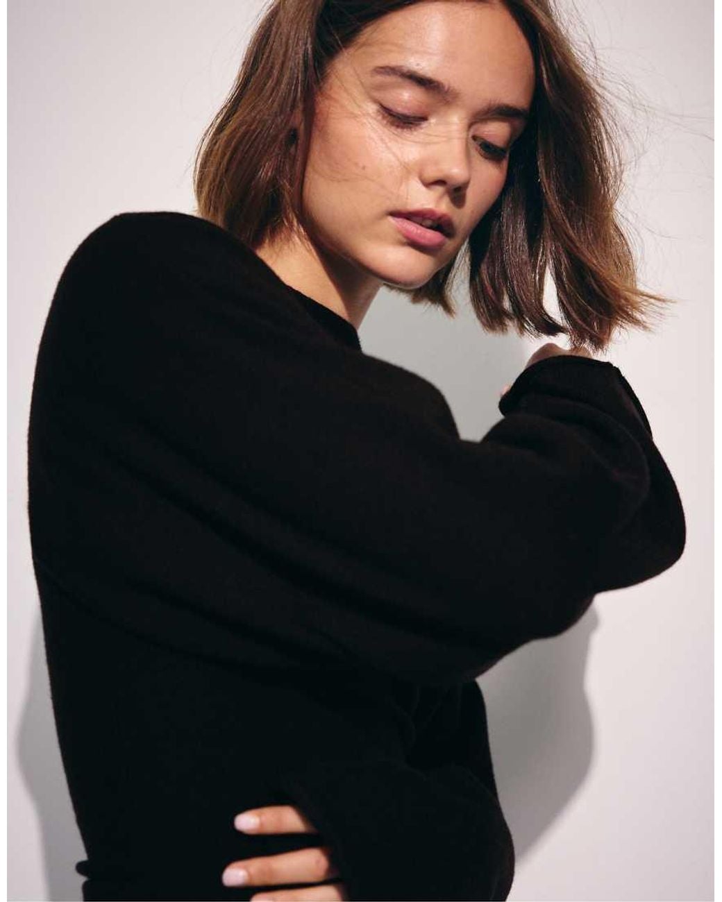 Stradivarius Blue Stand Collar Knit Jumper With Kimono Sleeves