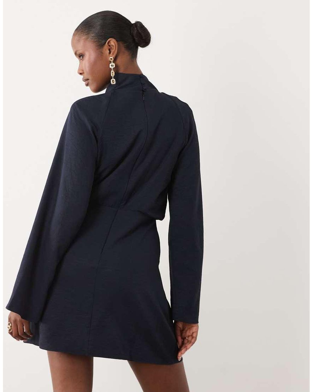 ASOS Blue Cowl Neck Long Sleeve Mini Dress