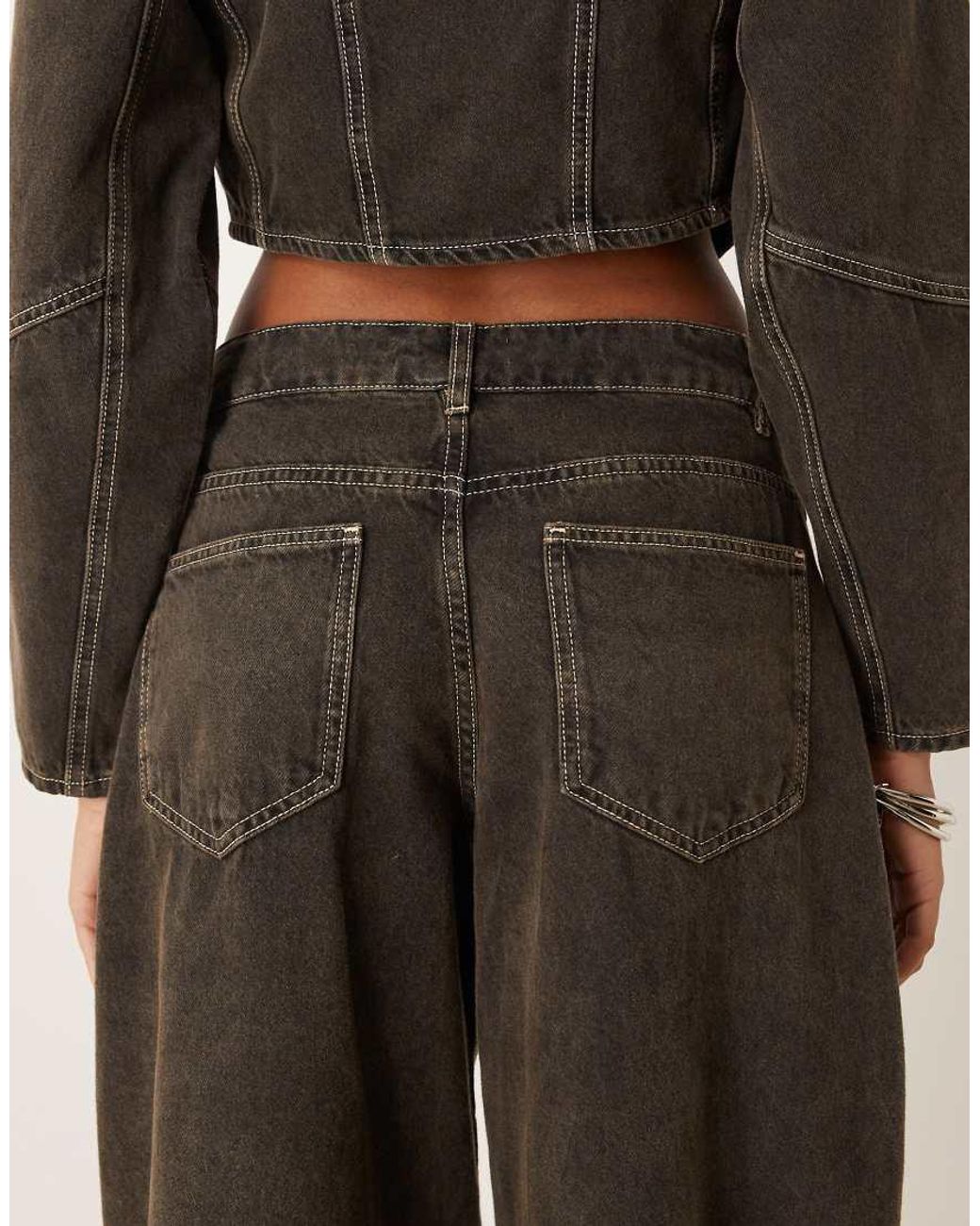 ASOS Natural Low Rise Barrel Jeans