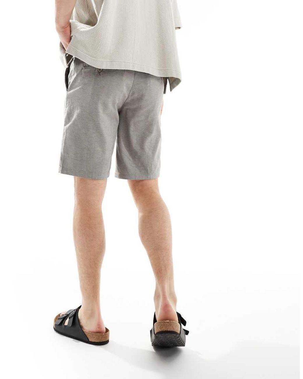 Only & Sons Gray Linen Mix Chino Short for men