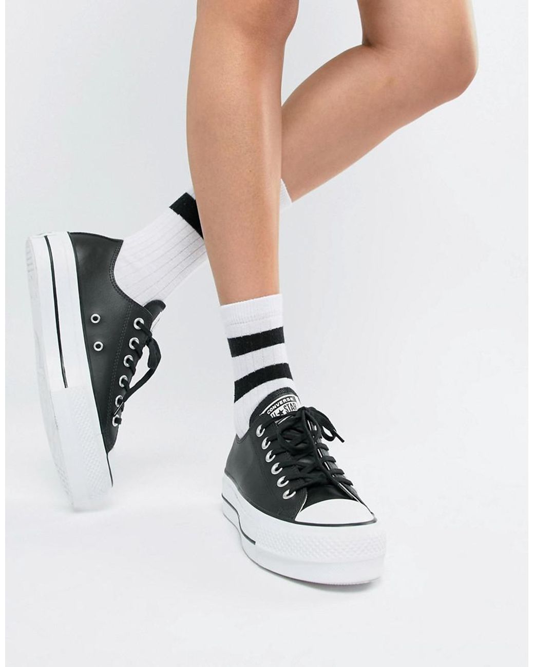 black converse platform leather