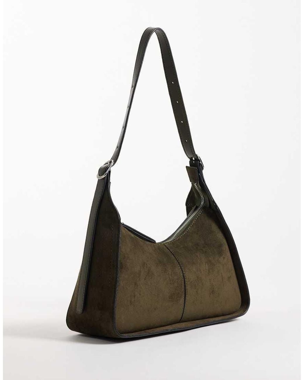 ASOS Green Faux Suede Belted Strap Shoulder Bag