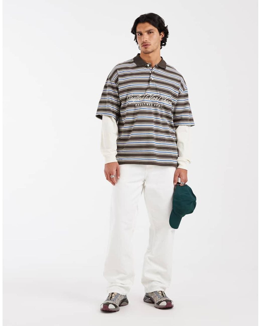 Redefined Rebel Gray Phil Boxy Double Sleeve Polo Shirt for men