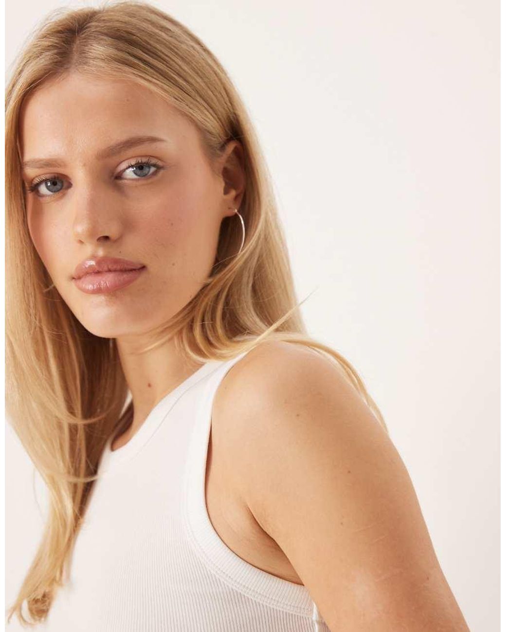 Gina Tricot White Fitted Rib Tank Top