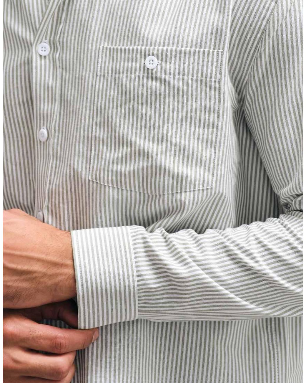 ASOS Gray Relaxed Oxford Stripe Shirt for men
