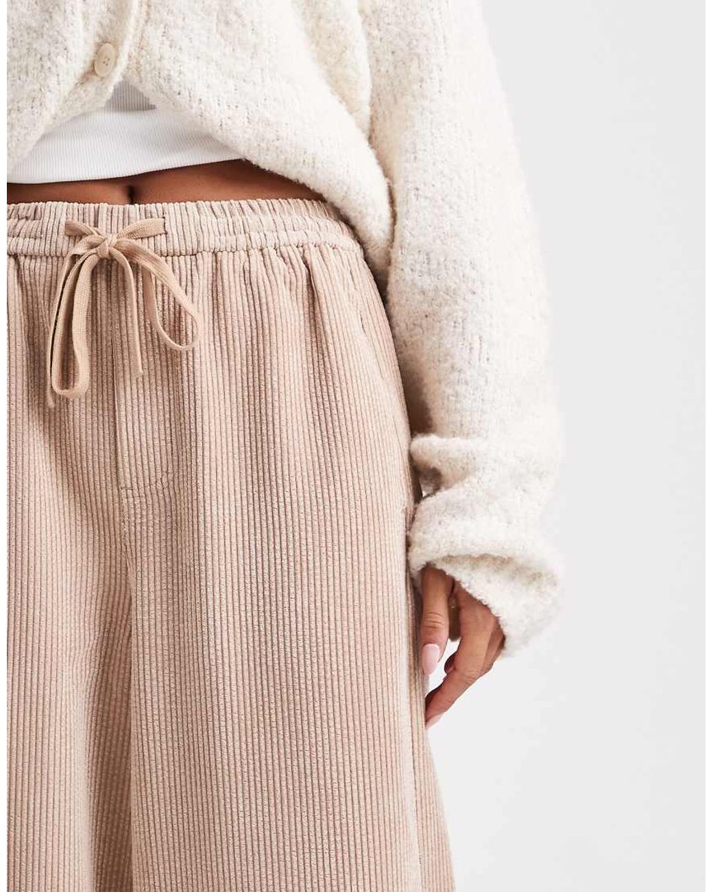 ASOS Natural Pull On Barrel Leg Cord Trousers
