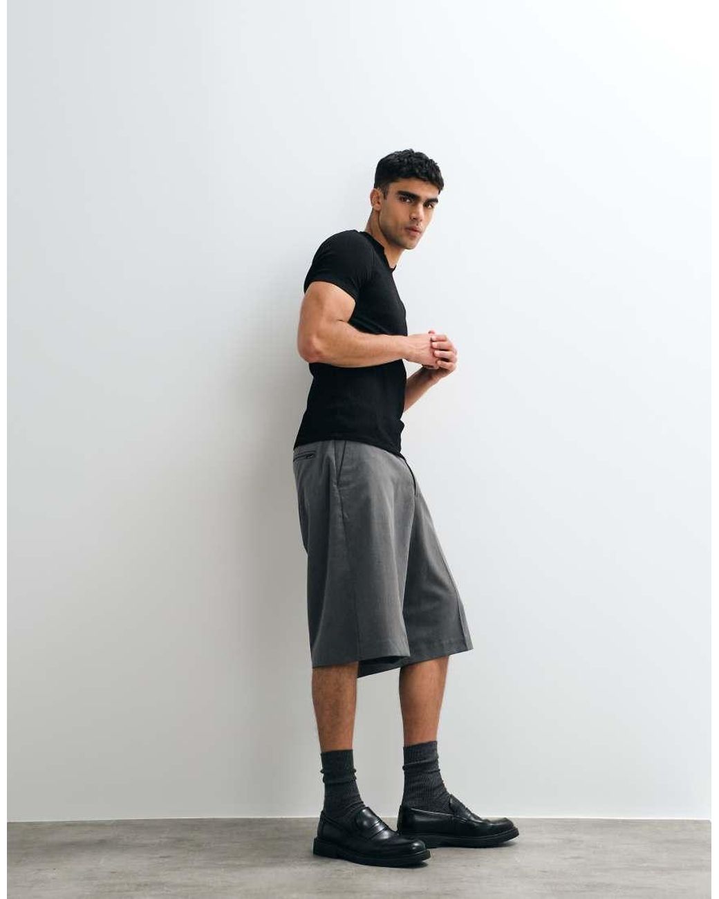 ASOS Black Muscle Fit T-shirt With Notch Neck for men