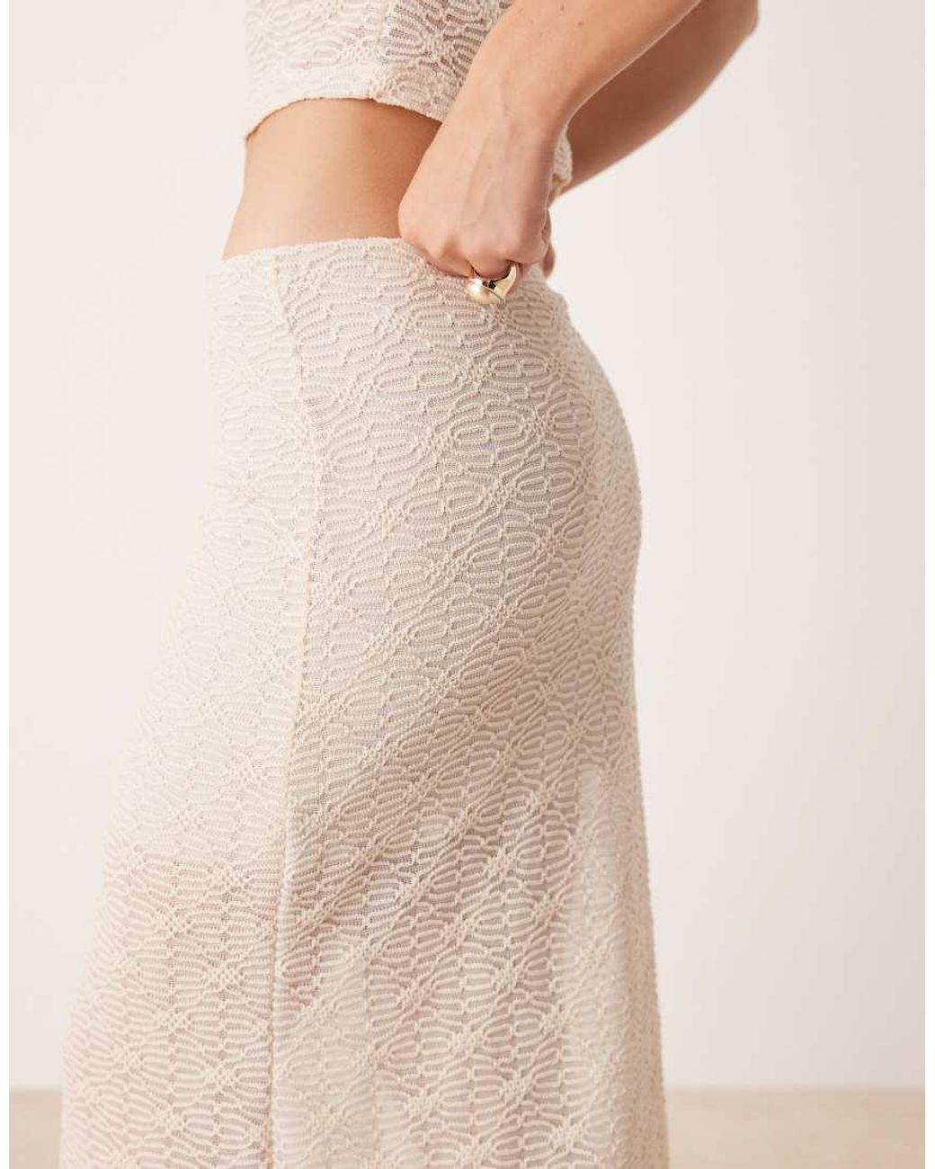 ASOS Natural Co-ord Semi Sheer Low Waist Crochet Maxi Skirt