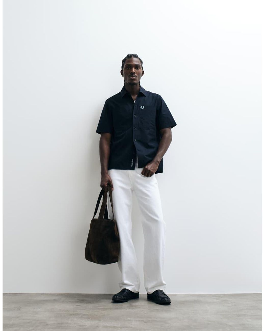 Fred Perry Blue Relaxed Short Sleeve Cotton Shirt for men