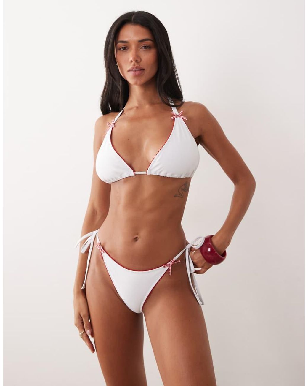 Peek & Beau Brown Tieside Bikini Bottom With Frill Trim