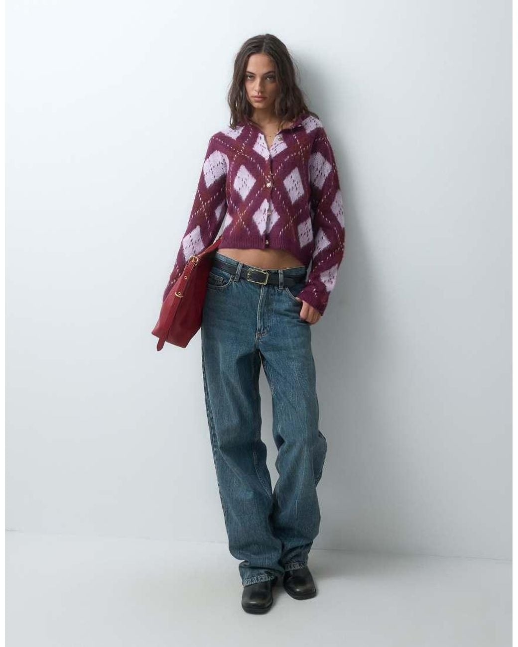 Miss Selfridge Purple Brushed Argle Cardigan