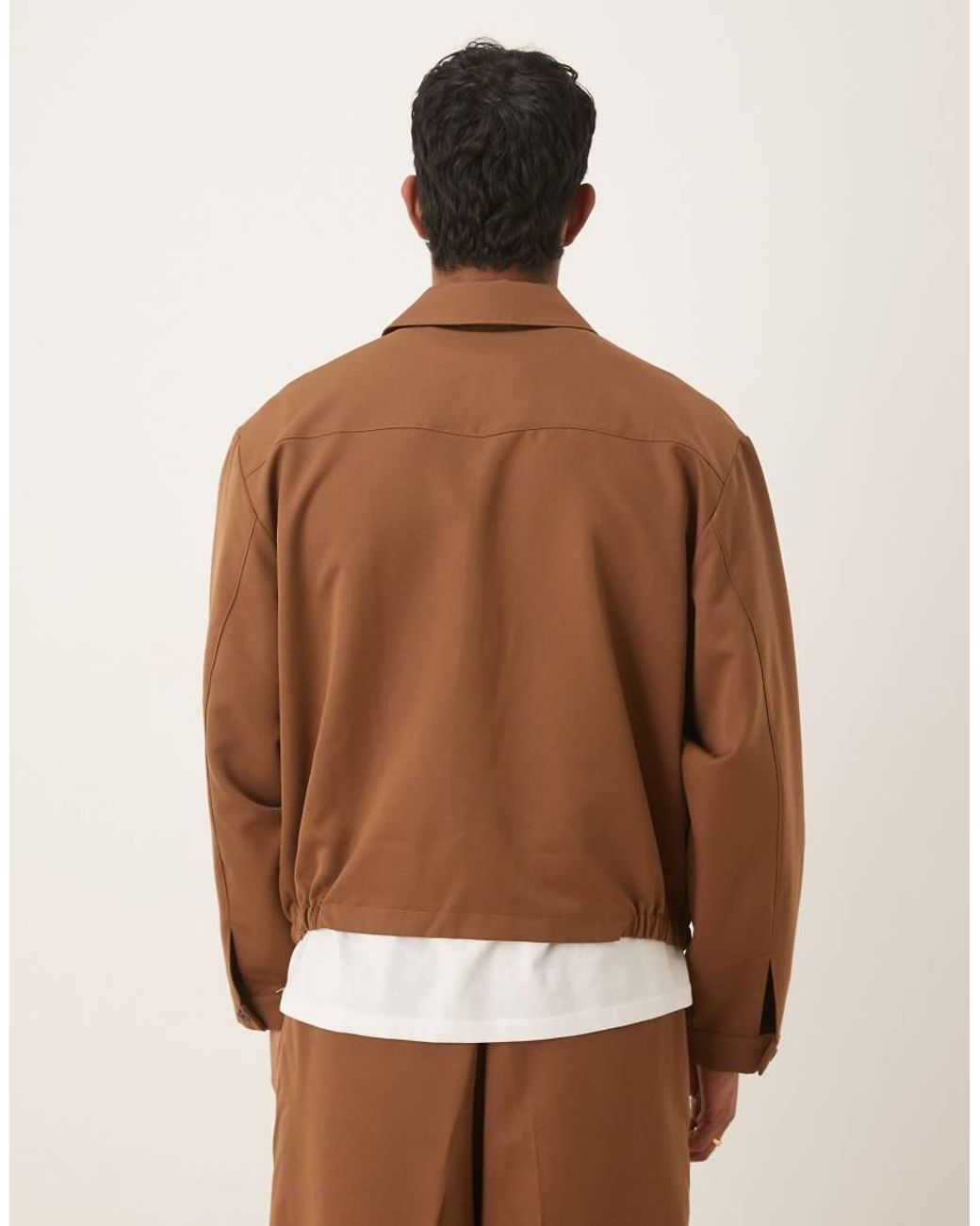 ASOS Brown Smart Co-Ord Oversized Blouson Jacket for men