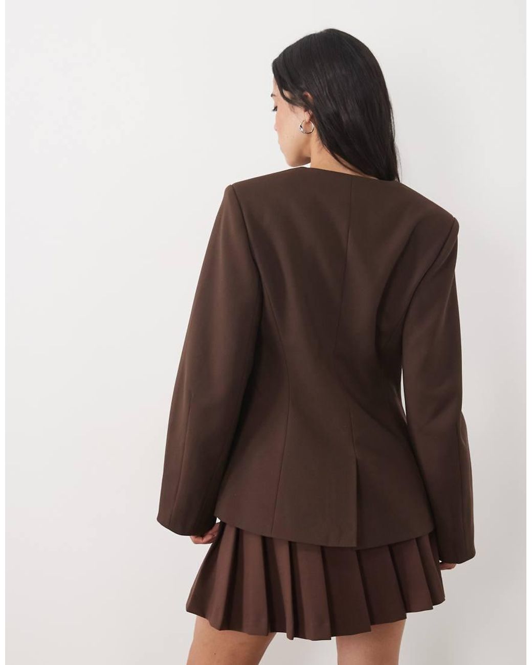 4th & Reckless Brown Cocoon Sleeve Fitted Waist Blazer