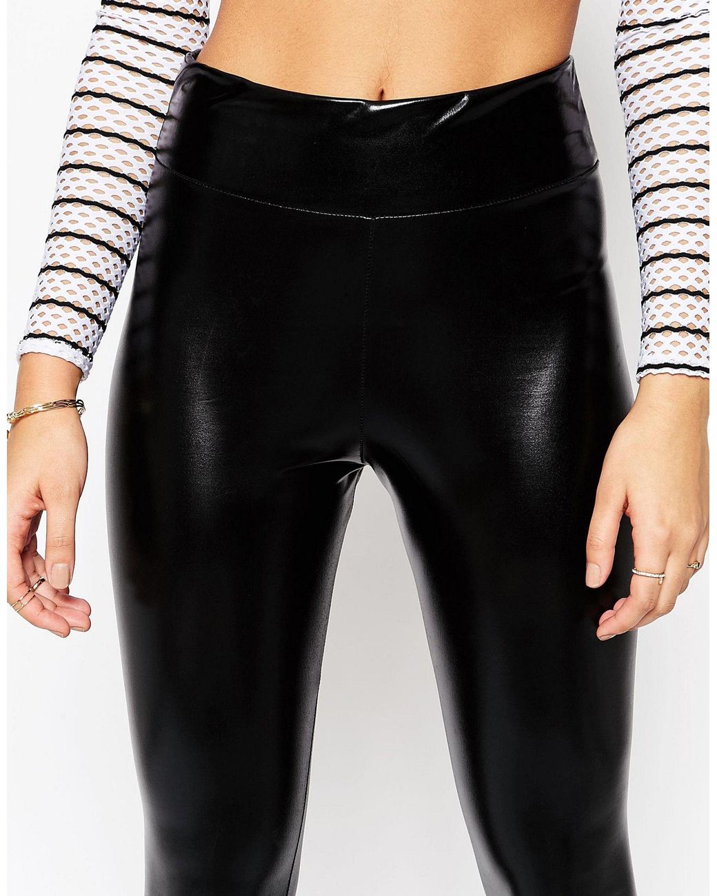 ASOS High Waisted Ultra Wet Look Leggings in Black Lyst UK