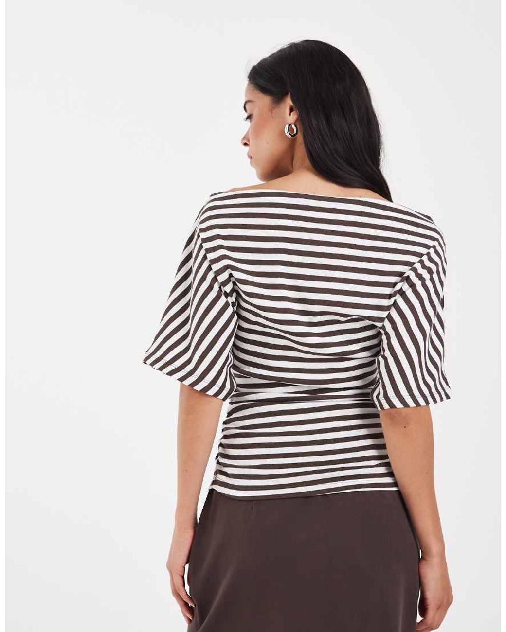 Noisy May White Cinch Top With Wide Sleeve