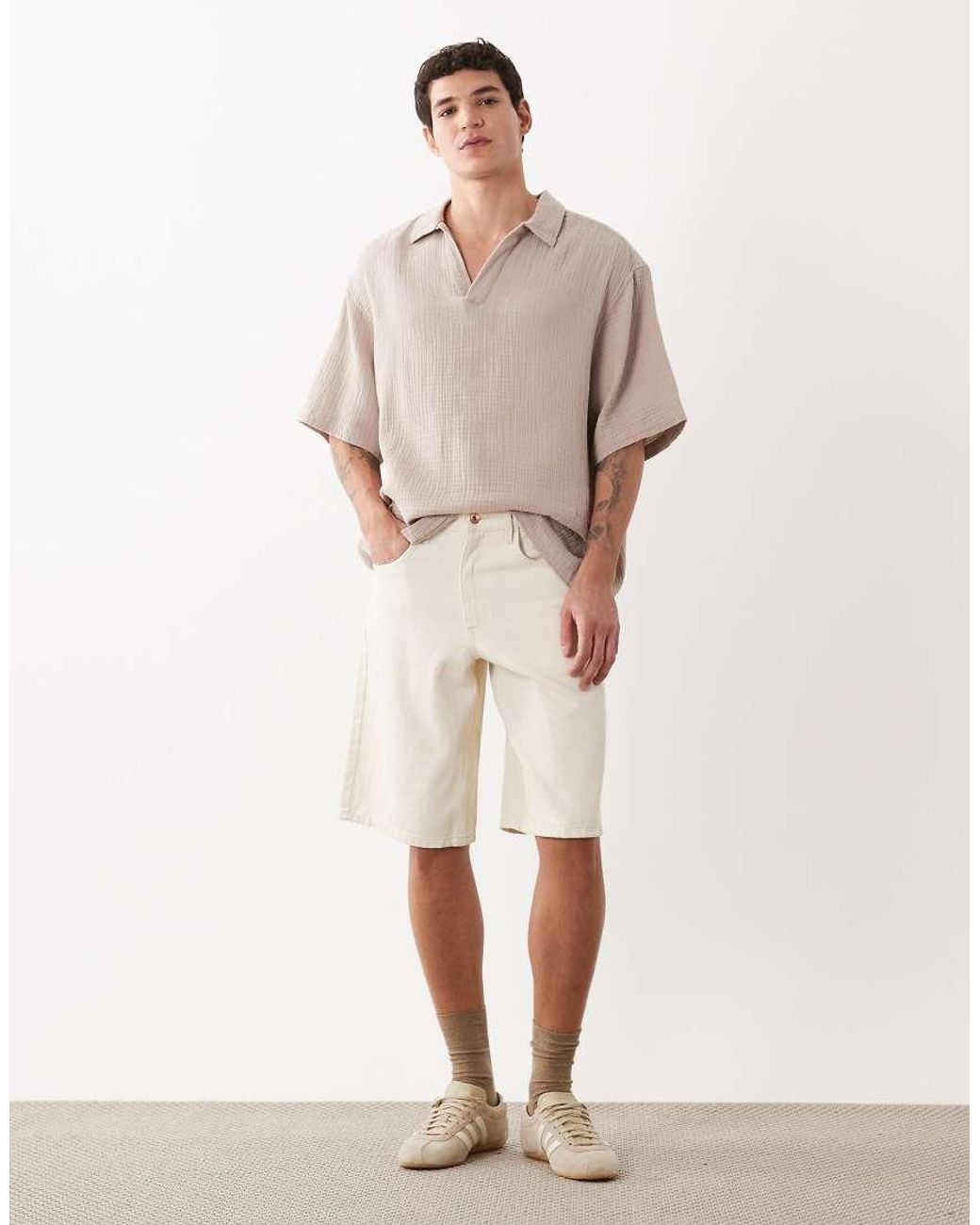 ASOS Gray Oversized Overhead Cheesecloth Shirt for men