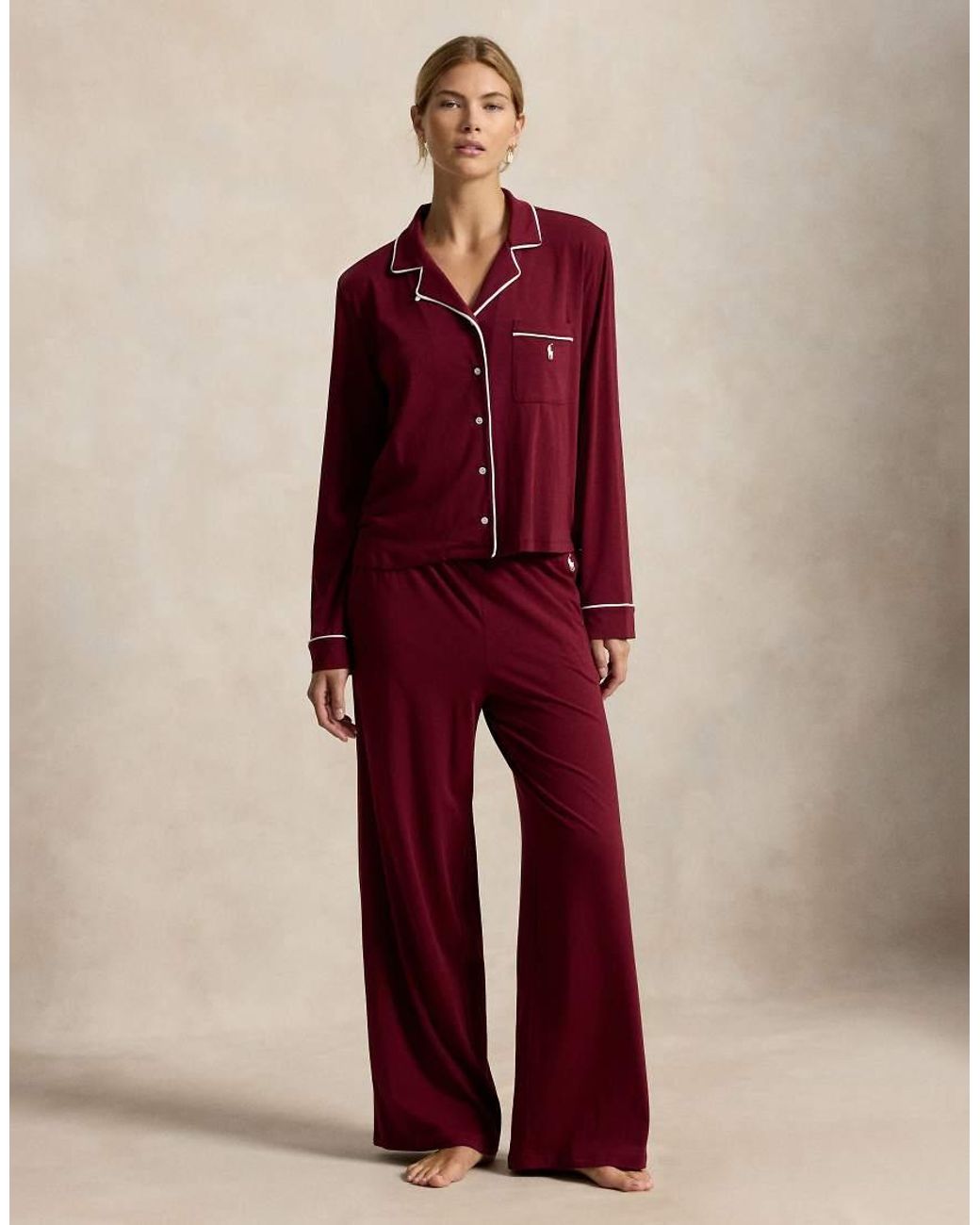 Polo Ralph Lauren Red Long-Sleeve Jersey Pajamas Set