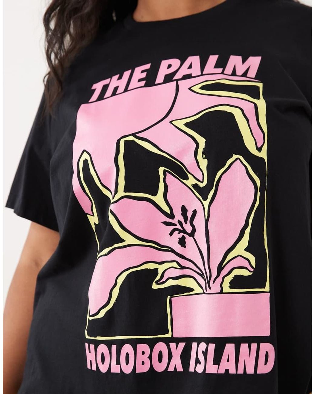 ASOS Black Asos Design Curve T-shirt With The Palm Abstract Art Graphic