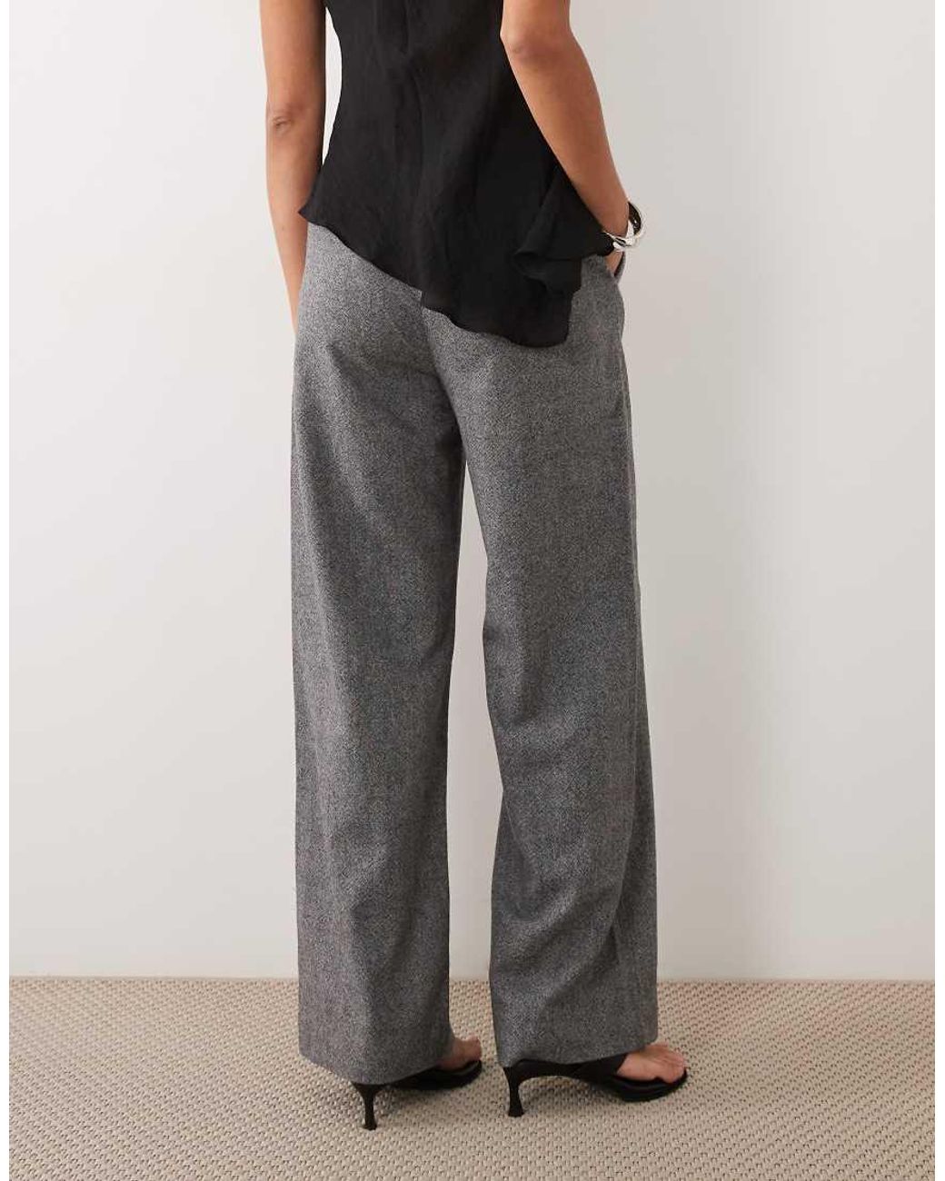 Abercrombie & Fitch Black Sloane Wool Blend Pleated Wide Leg Trousers