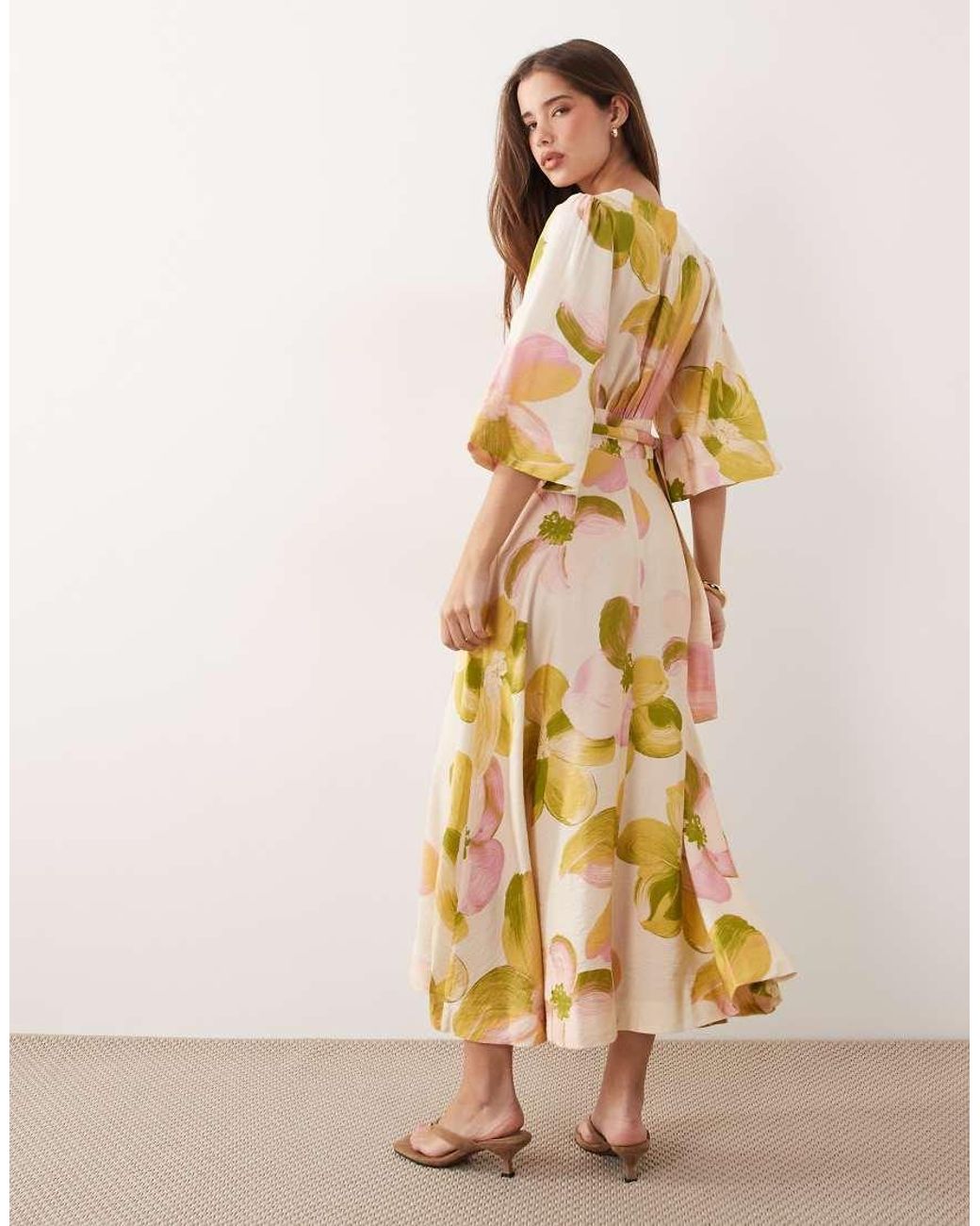 Y.A.S Natural Frill Sleeve Wrap Maxi Dress