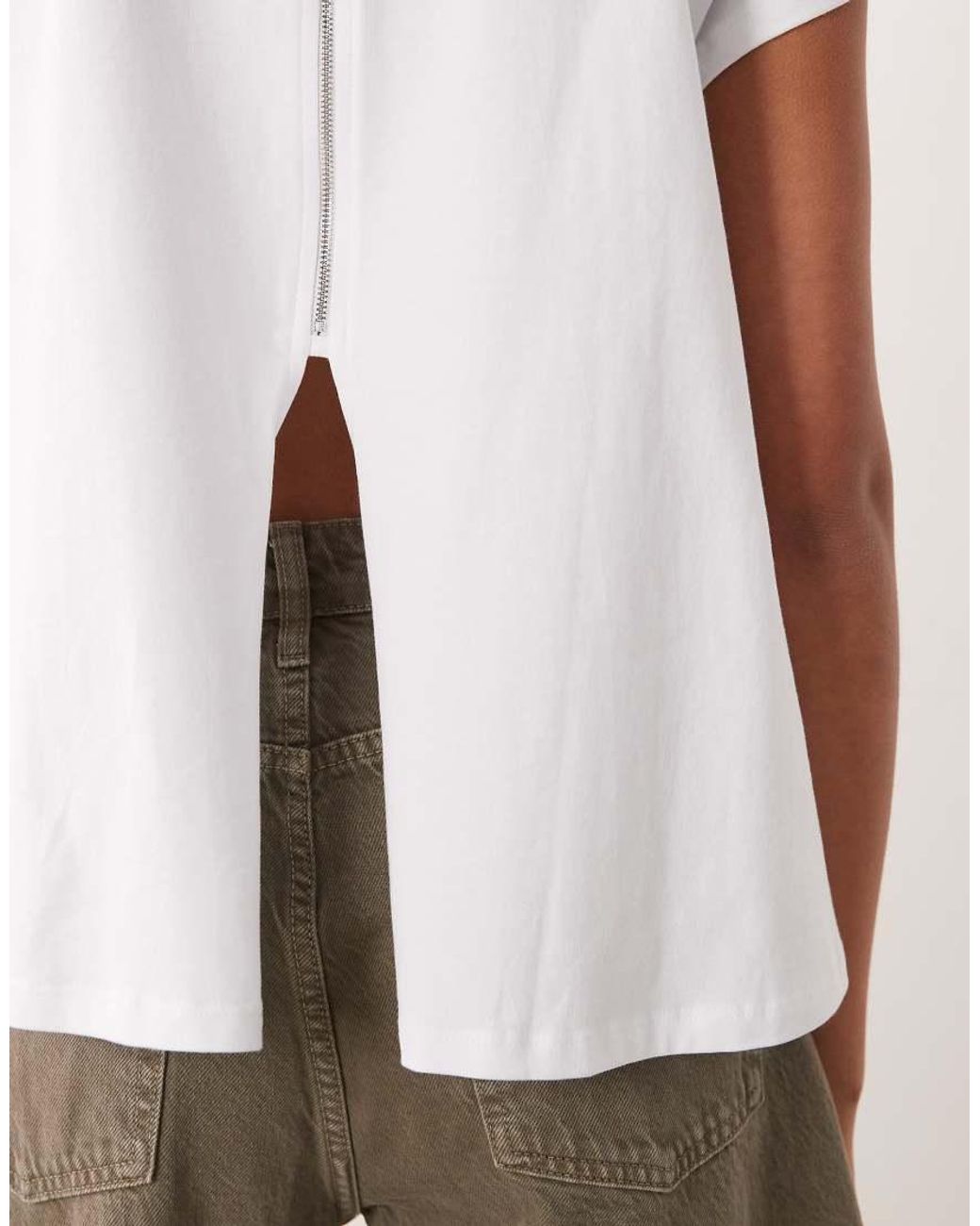ASOS White Cap Sleeve Floaty Top With Seam Detail