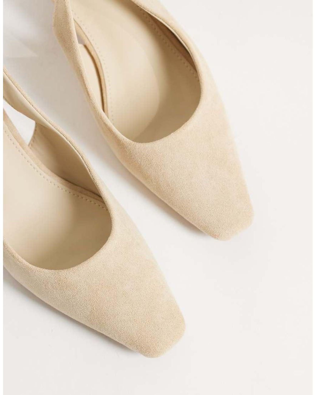 Glamorous White Slingback Kitten Heel Shoes