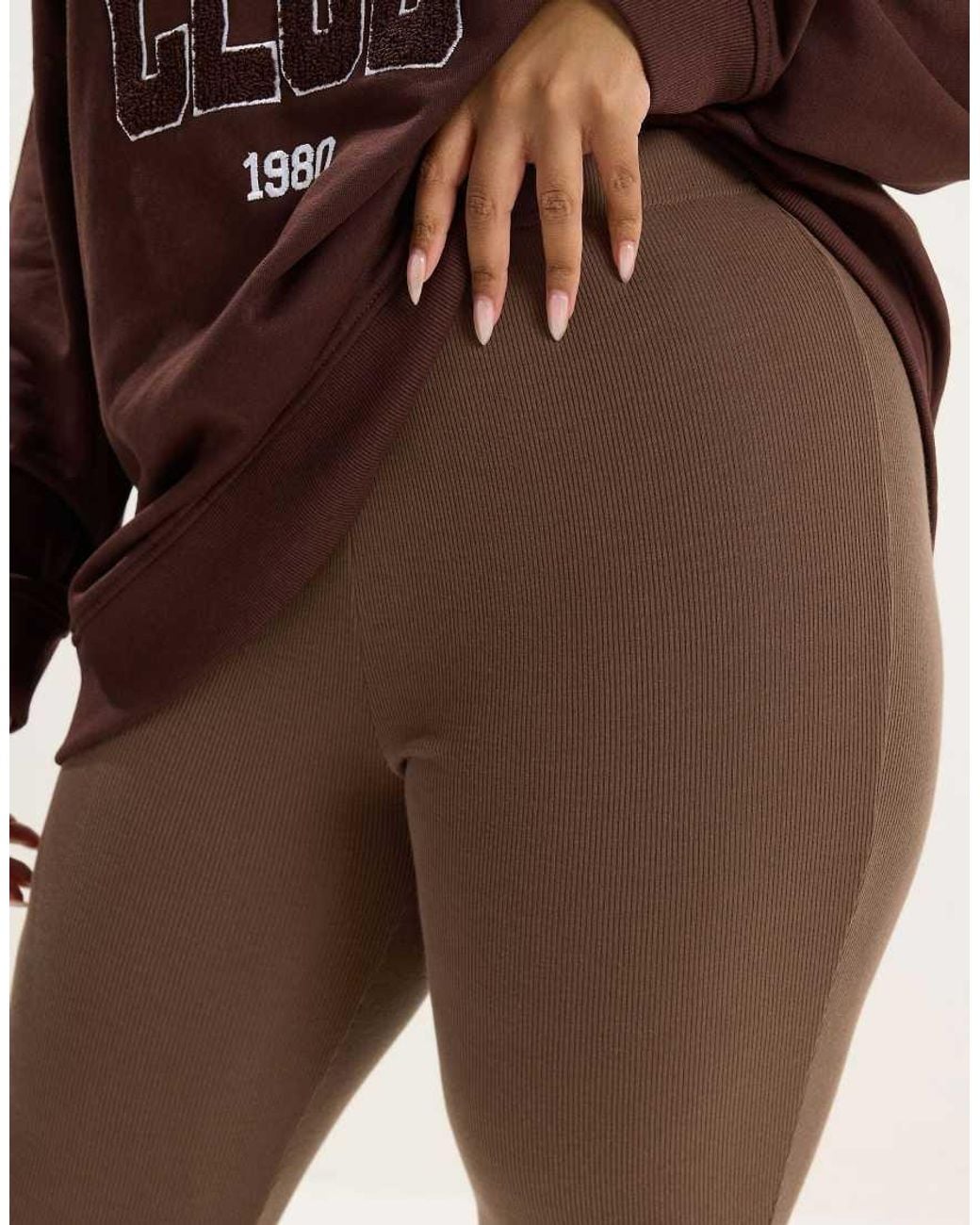 Yours Clothing Natural Ribbed Basic Leggings