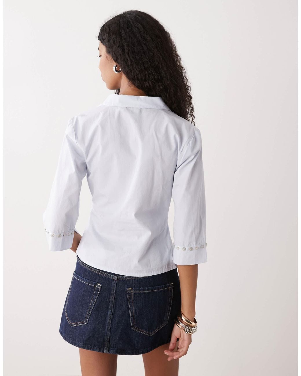 Collusion White Fitted Shell Button Shirt