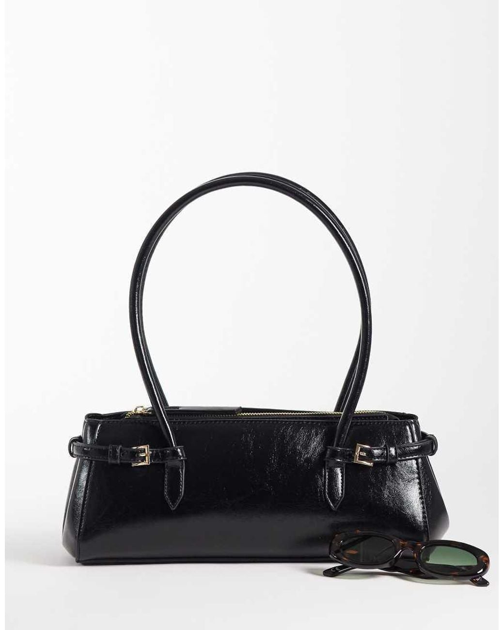 ASOS Black Textured Belted Shoulder Bag