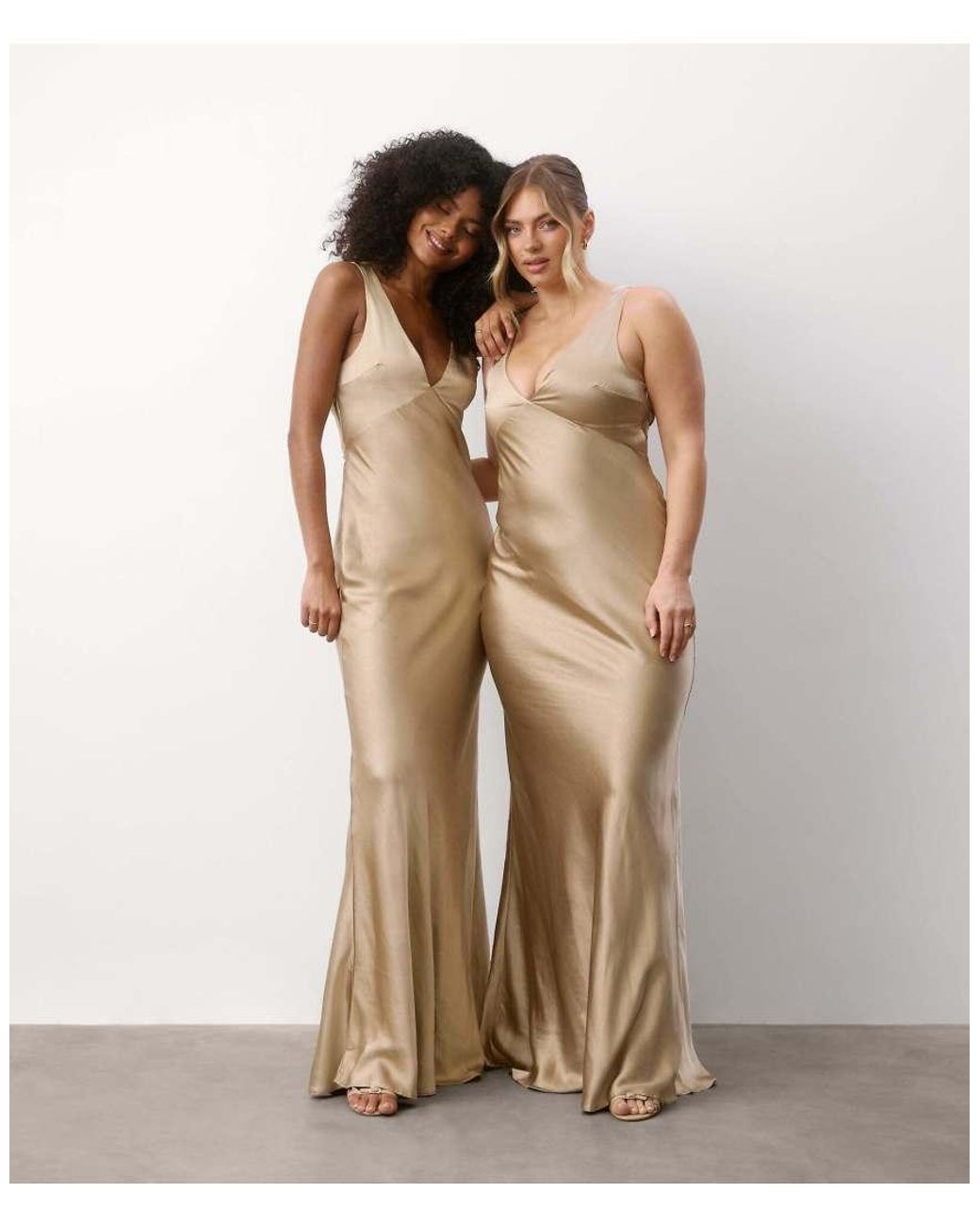 Six Stories White Twist Back Satin Bridesmaid Dress