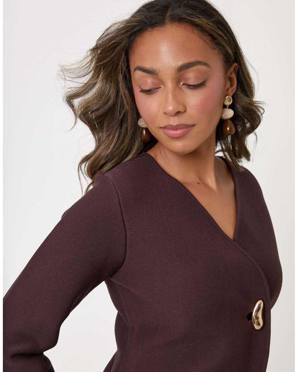 Threadbare Purple Button V-Neck Cardigan