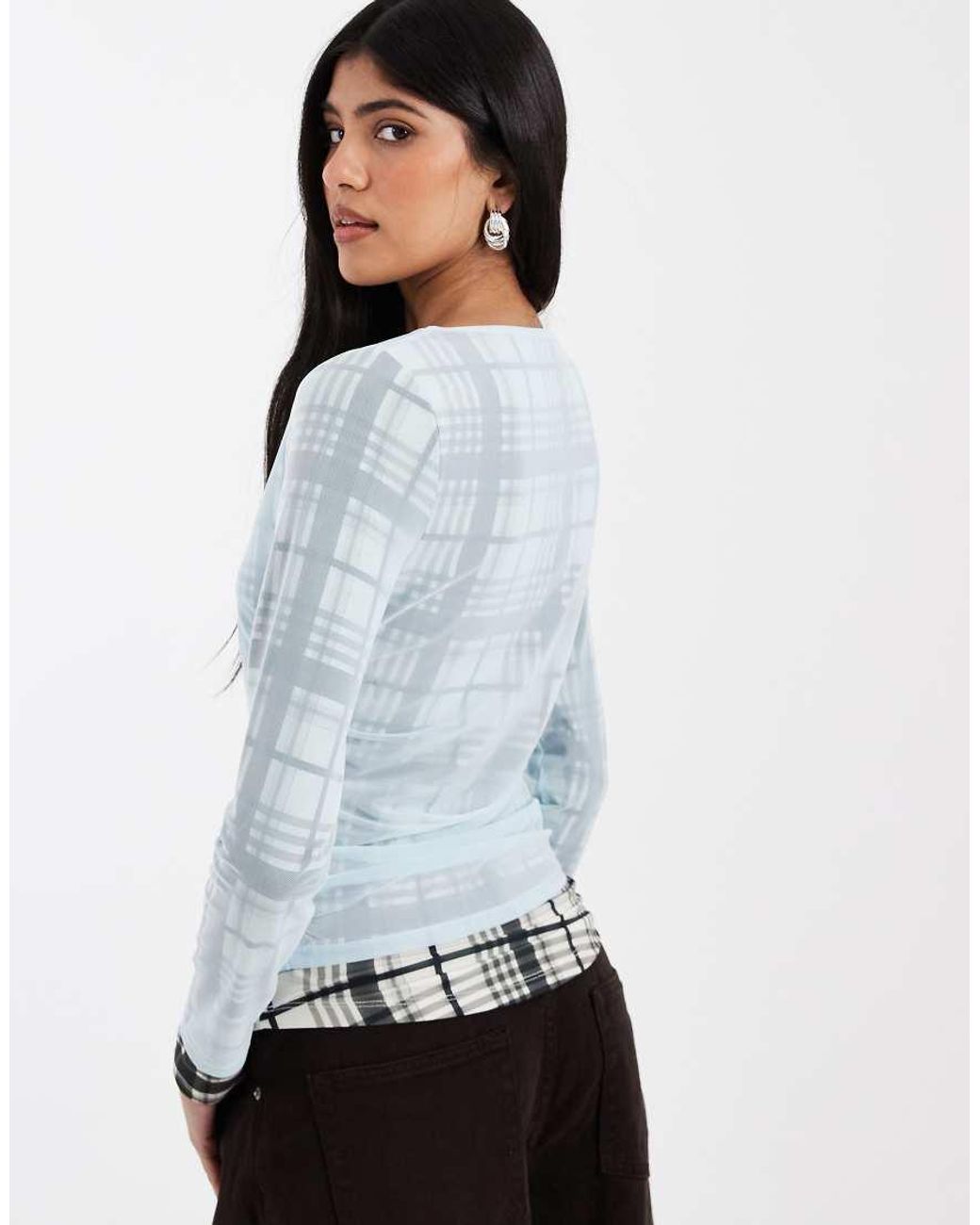 ASOS Blue Double Layer Long Sleeve Top