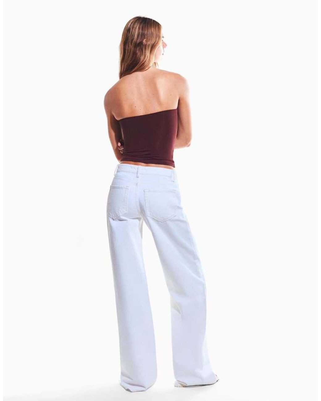 Bershka Red Ruched Bandeau Top