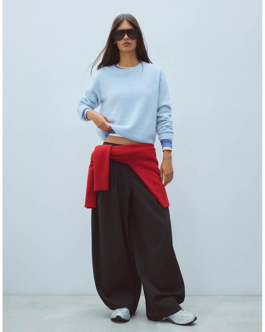 Bershka Blue 100% Wool Round Neck Jumper
