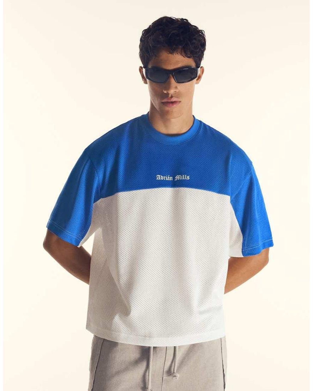 Bershka Blue Adrian Mills Mesh T-Shirt for men