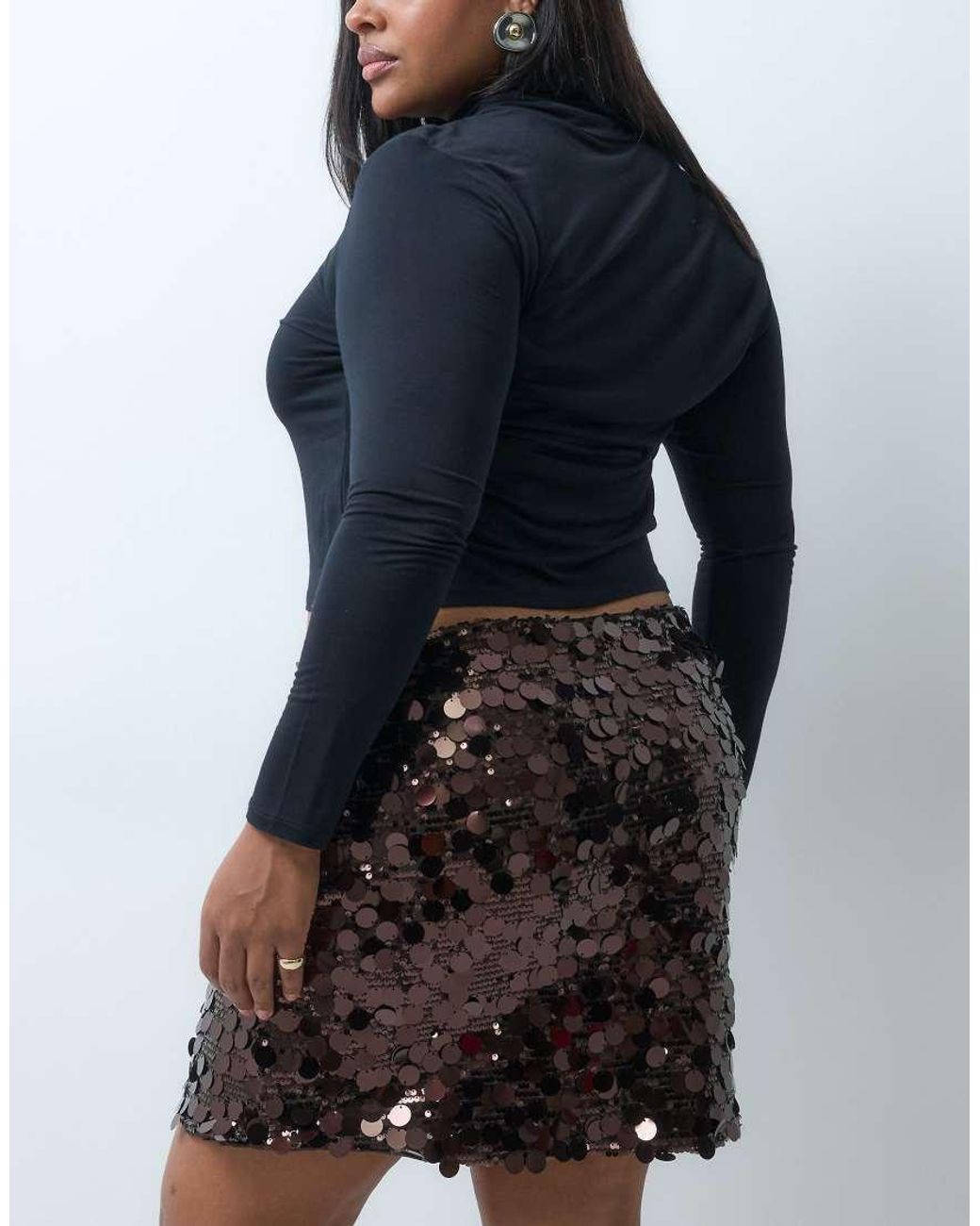 ONLY Blue Disc Sequin Mini Skirt